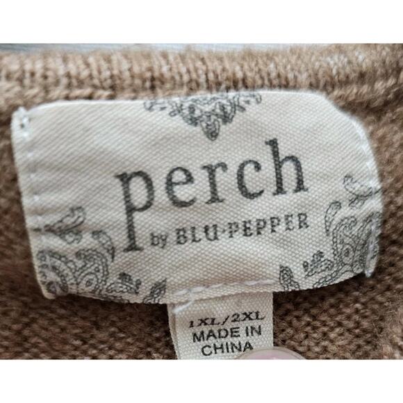 PERCH By BLU PEPPER Colorblock Sweater 1XL 2XL Camel Black Plus - Picture 3 of 11